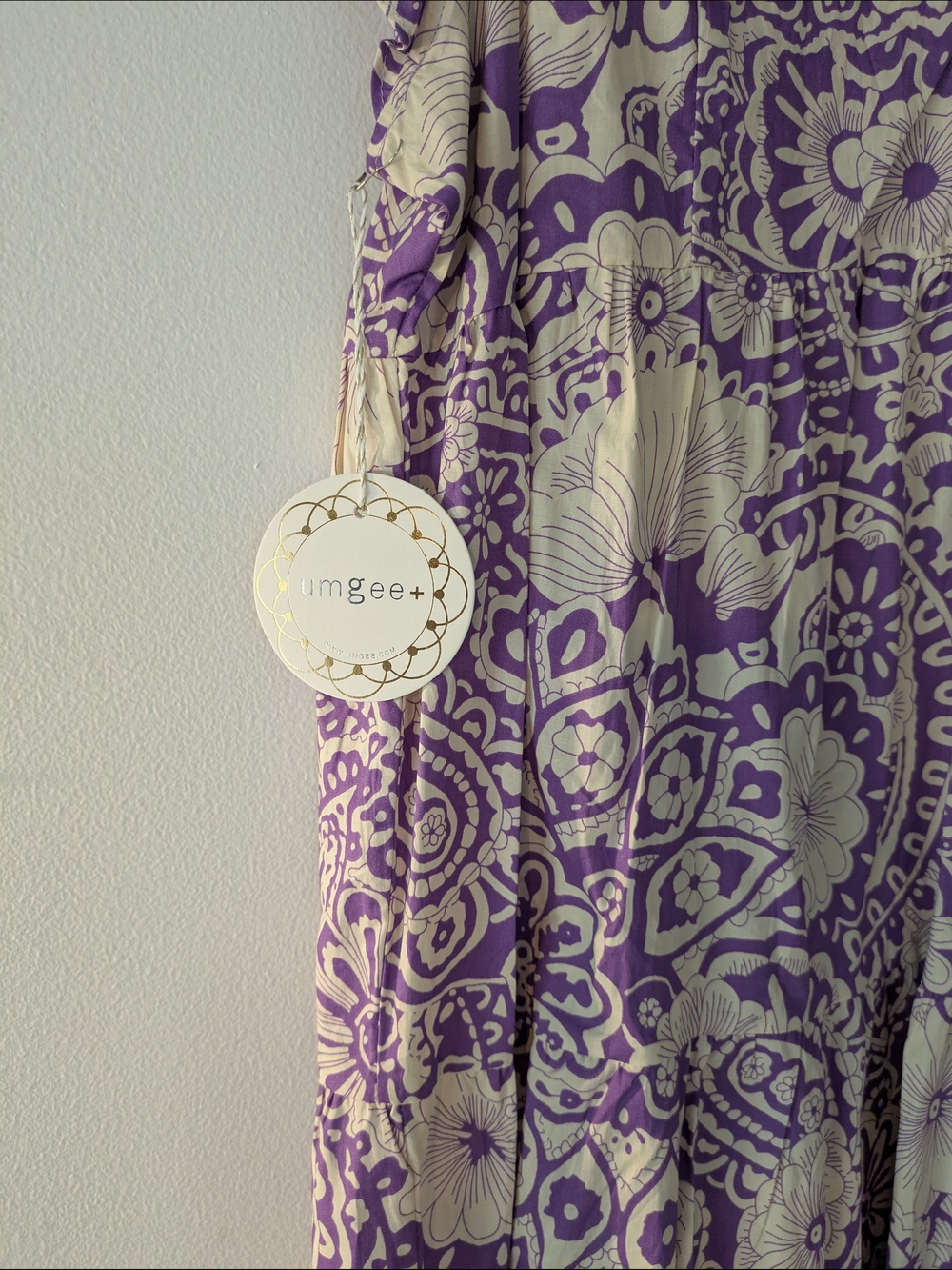 Umgee Purple and Cream Printed Midi Dress - Picture 3 of 14
